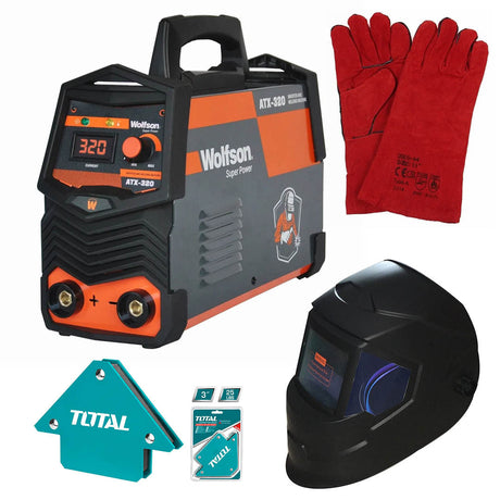 Produse, Aparat de sudura cu electrod Wolfson ATX-320 - MMA Inverter, 140Ah + Masca de sudura automata, Manusi de sudura, coltare magnetice, 1, atomico.ro