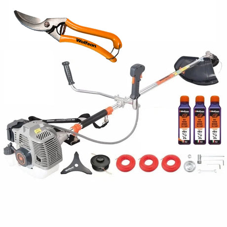 Motocoase de umar, Motocoasa profesionala WOLFSON TRX-620, 2 CP, 8 accesorii, ham confort, 3 sticle de ulei rosu + foarfeca taiere via, 1, atomico.ro