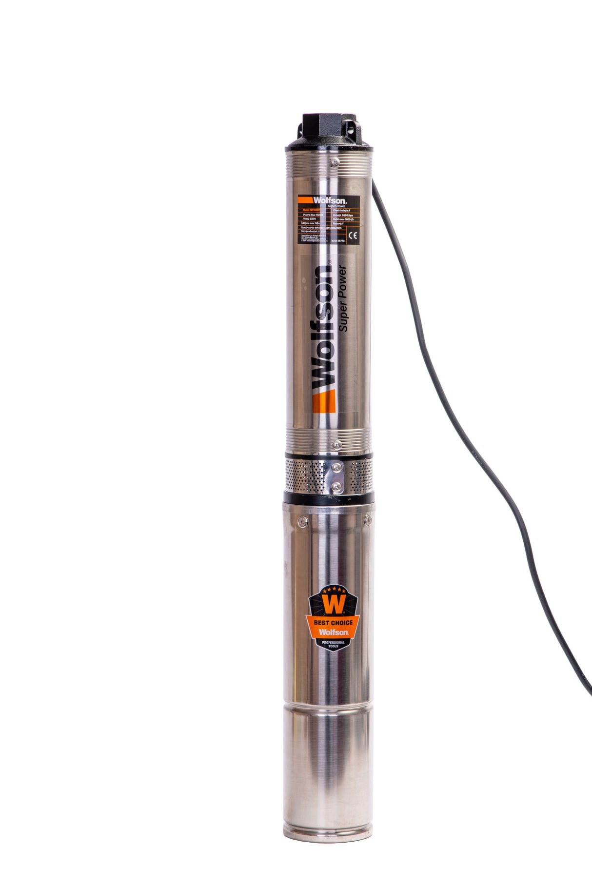 Pompa submersibila apa curata 1100W, WOLFSON PM-1500-8, 8 turbine, cablu 25m, 6600L/h, inaltime max pompare 58m, diametru 100mm, motor capsulat, 5, atomico.ro