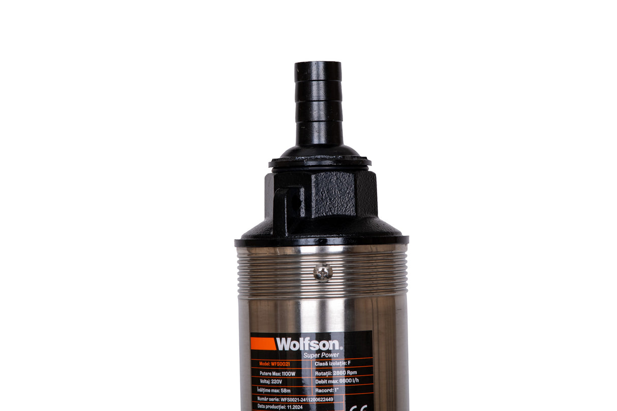 Pompa submersibila apa curata 1100W, WOLFSON PM-1500-8, 8 turbine, cablu 25m, 6600L/h, inaltime max pompare 58m, diametru 100mm, motor capsulat, 7, atomico.ro
