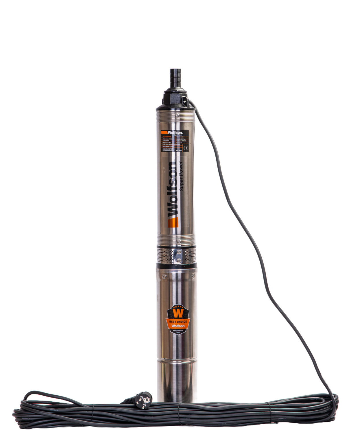 Pompa submersibila apa curata 1100W, WOLFSON PM-1500-8, 8 turbine, cablu 25m, 6600L/h, inaltime max pompare 58m, diametru 100mm, motor capsulat, 2, atomico.ro