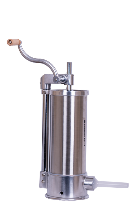 Masini de facut carnati, Masina manuala de umplut carnati Wolfson Home K2070SV 6 kg, corp inox si aluminiu, 6 palnii, actionare cu cremaliera, montaj vertical, 2, atomico.ro