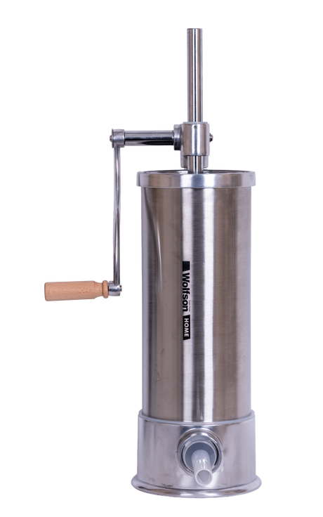 Masini de facut carnati, Masina manuala de umplut carnati Wolfson Home K2070SV 6 kg, corp inox si aluminiu, 6 palnii, actionare cu cremaliera, montaj vertical, 5, atomico.ro