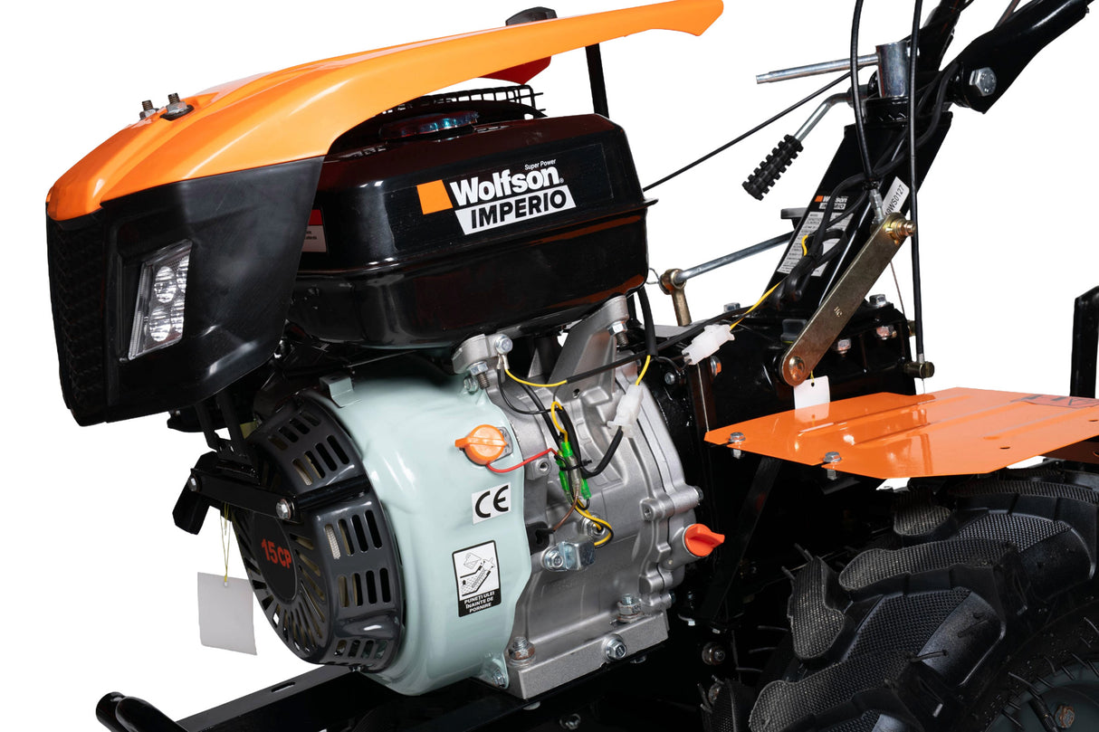 Motocultor pe benzina Wolfson Imperio  15CP  cu far si roti de transport 6.50x12, latime de lucru 70–140 cm, 6, atomico.ro