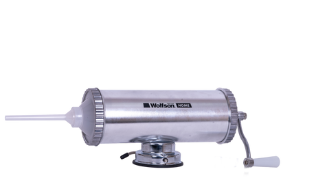 Masini de facut carnati, Masina manuala de umplut carnati Wolfson Home K2005A, 3 kg, corp aluminiu, cu ventuza, 5 palnii, montaj orizontal, 2, atomico.ro