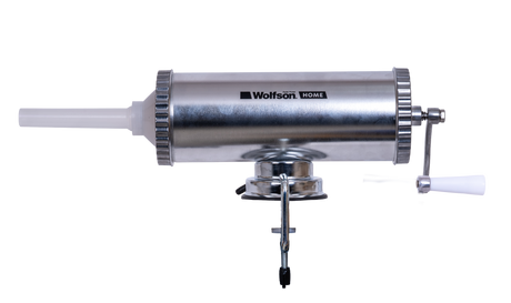 Masini de facut carnati, Masina manuala de umplut carnati Wolfson Home K2005A, 3 kg, corp aluminiu, cu ventuza, 5 palnii, montaj orizontal, 5, atomico.ro