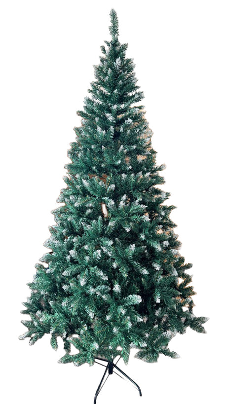 Brazi și ornamente de Crăciun, WOLFSON - BRAD ARTIFICIAL DE CRACIUN, SILVA, CU VARFURI NINSE, ALB+VERDE, 225CM, SUPORT METALIC, atomico.ro