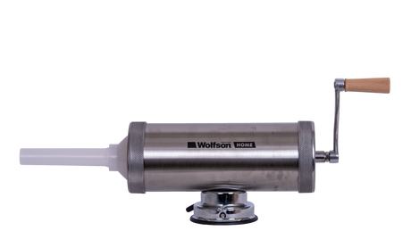 Masini de facut carnati, Masina manuala de umplut carnati Wolfson Home K2005S, 3 kg, corp inox, cu ventuza, 5 palnii, montaj orizontal, 1, atomico.ro