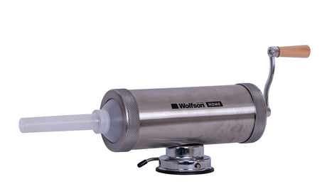 Electrocasnice mici, Masina manuala de umplut carnati Wolfson Home K2005S, 3 kg, corp inox, cu ventuza, 5 palnii, montaj orizontal, 2, atomico.ro