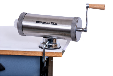 Masini de facut carnati, Masina manuala de umplut carnati Wolfson Home K2005S, 3 kg, corp inox, cu ventuza, 5 palnii, montaj orizontal, 5, atomico.ro