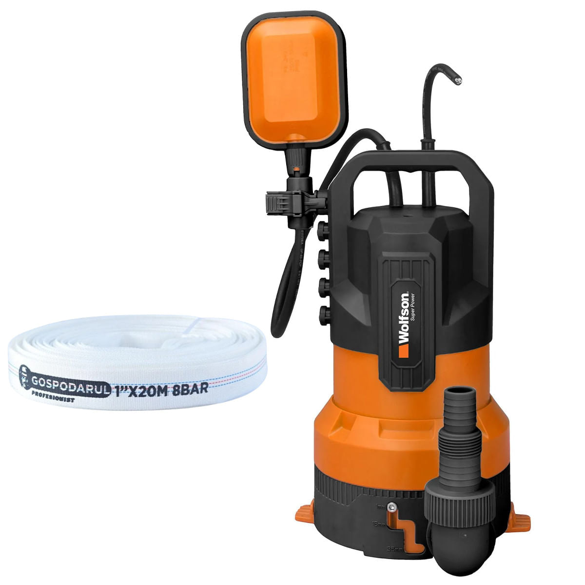 Pompa de apa murdara Wolfson din plastic, 450W + furtun 20m, 1, atomico.ro