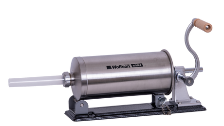 Masini de facut carnati, Masina manuala de umplut carnati Wolfson Home K2006PA, 3 kg, corp inox, 5 palnii, actionare cu cremaliera, montaj orizontal, 1, atomico.ro