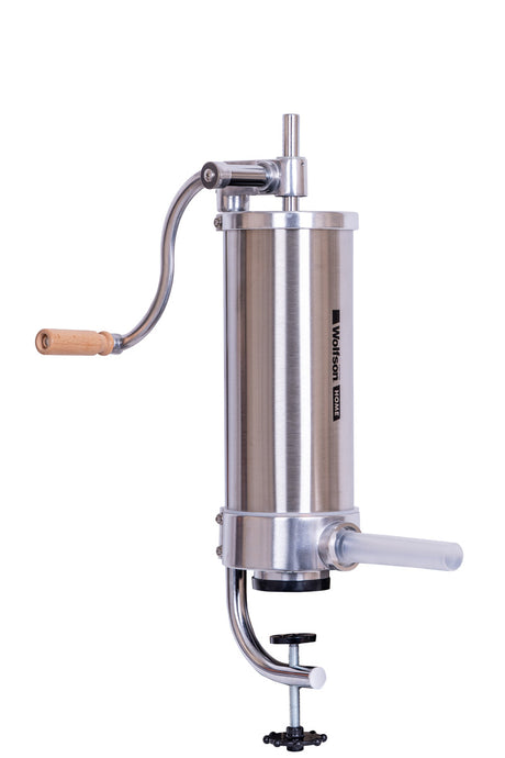 Electrocasnice mici, Masina manuala de umplut carnati Wolfson Home K2006VS 3 kg, corp inox si aluminiu, 5 palnii, actionare cu cremaliera, montaj vertical, 1, atomico.ro