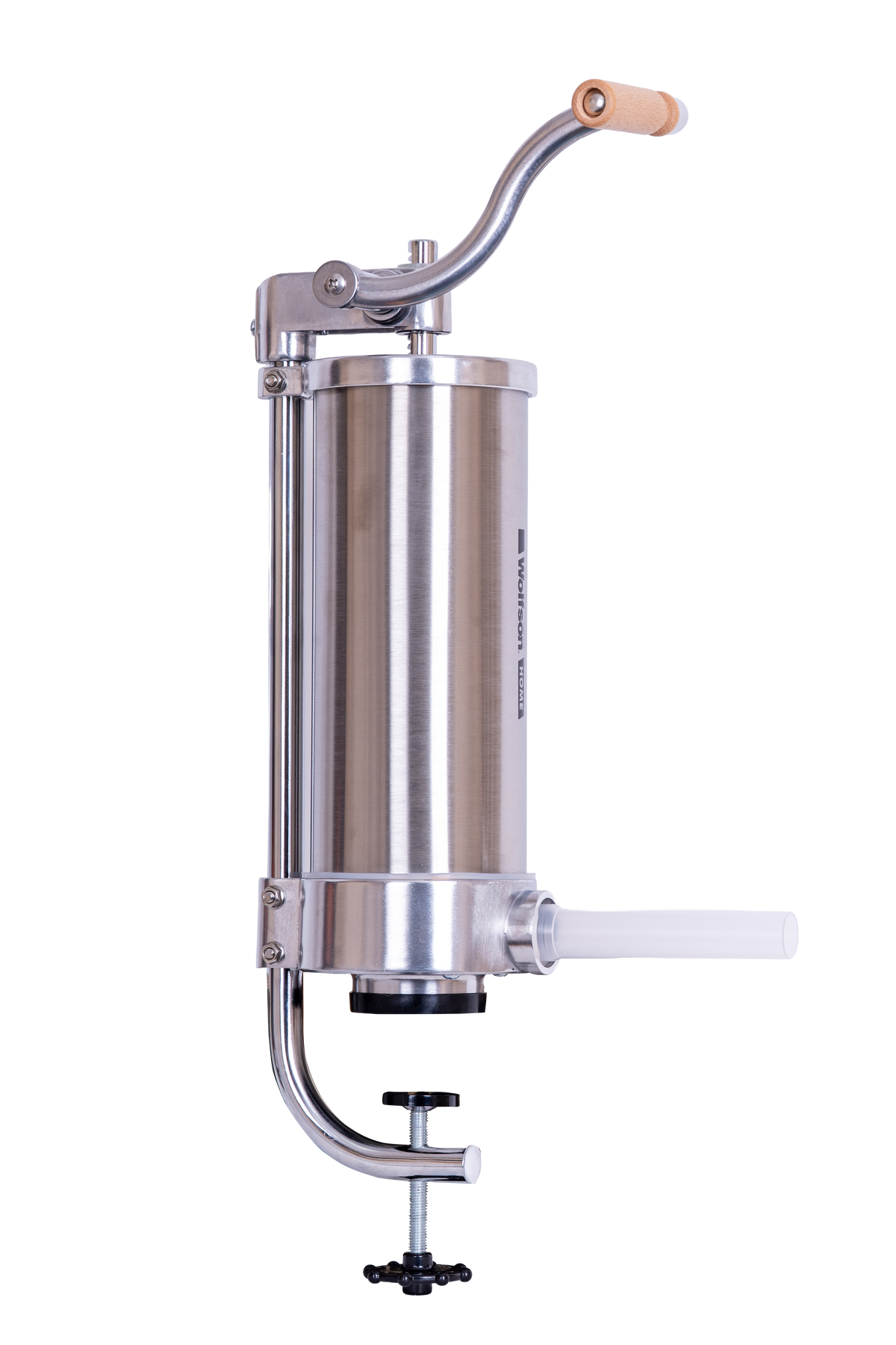 Masina manuala de umplut carnati Wolfson Home K2006VS 3 kg, corp inox si aluminiu, 5 palnii, actionare cu cremaliera, montaj vertical, 2, atomico.ro