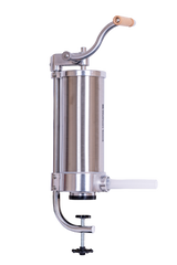 Masina manuala de umplut carnati Wolfson Home K2006VS 3 kg, corp inox si aluminiu, 5 palnii, actionare cu cremaliera, montaj vertical