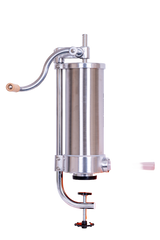Masina manuala de umplut carnati Wolfson Home K2006VS 3 kg, corp inox si aluminiu, 5 palnii, actionare cu cremaliera, montaj vertical