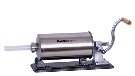 Masini de facut carnati, Masina manuala de umplut carnati Wolfson Home K2010PA 6 kg, corp inox si aluminiu, 5 palnii, actionare cu cremaliera, montaj orizontal, 1, atomico.ro