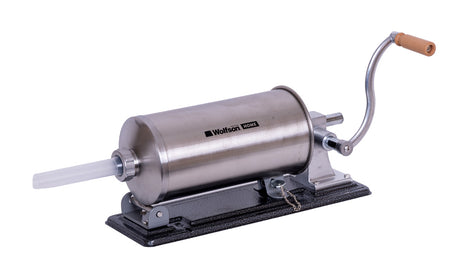 Electrocasnice mici, Masina manuala de umplut carnati Wolfson Home K2010PA 6 kg, corp inox si aluminiu, 5 palnii, actionare cu cremaliera, montaj orizontal, 1, atomico.ro