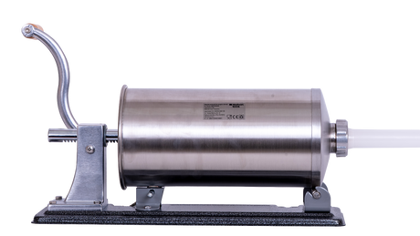Masini de facut carnati, Masina manuala de umplut carnati Wolfson Home K2010PA 6 kg, corp inox si aluminiu, 5 palnii, actionare cu cremaliera, montaj orizontal, 5, atomico.ro