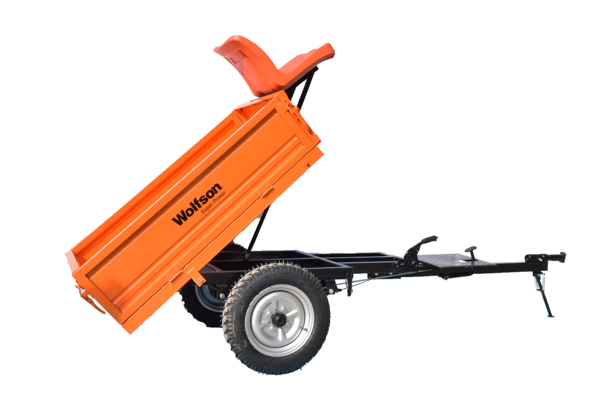 Remorca motocultor Wolfson, capacitate 500Kg, cuva basculabila 125x80x30 cm, 2, atomico.ro