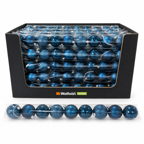 Brazi și ornamente de Crăciun, WOLFSON - SET GLOBURI DE CRACIUN, ALBASTRU MIDNIGHT, Ø6CM, PLASTIC, SET 9 BUCATI, 1, atomico.ro