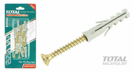 Accesorii scule electrice TOTAL, Set dibluri cu suruburi TOTAL - 15 buc - ST4.0x40mm, atomico.ro