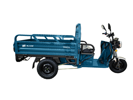 Tricicluri electrice, Triciclu Cargo electric BLADE Sprint 3.0 - 2000W, 25 km/h, autonomie pana la 70 km, baterie plumb-acid 72V 45Ah, capacitate maxima 600 kg, fara permis, culoare albastru, 1, atomico.ro