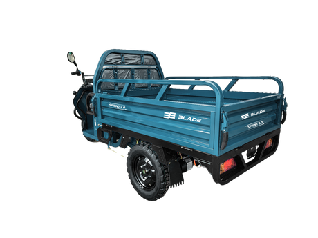 Tricicluri electrice, Triciclu Cargo electric BLADE Sprint 3.0 - 2000W, 25 km/h, autonomie pana la 70 km, baterie plumb-acid 72V 45Ah, capacitate maxima 600 kg, fara permis, culoare albastru, 3, atomico.ro