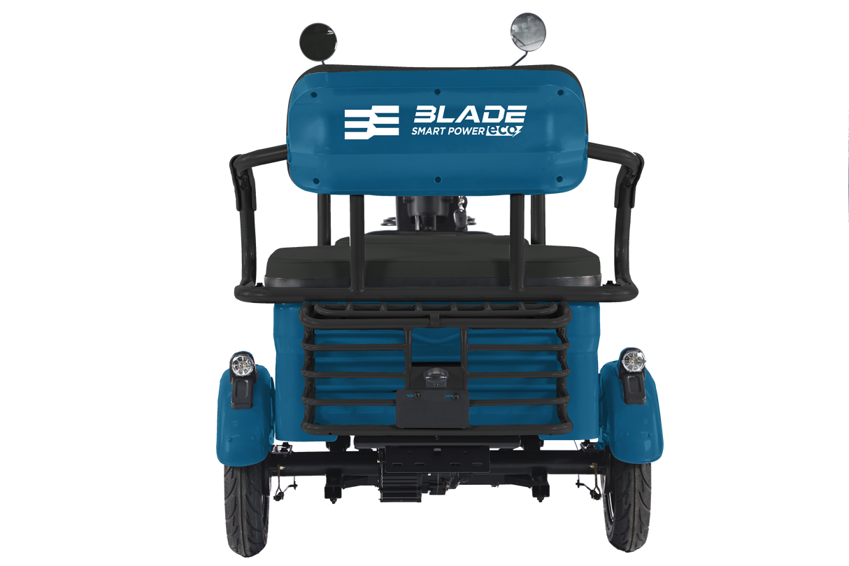 Triciclu electric Blade TRIP X2 2000 W, 25 km/h, autonomie pana la 70 km, baterie plumb- acid 72 V 20 Ah, greutate maxima 160  kg, Fara permis, albastru-negru, 3, atomico.ro