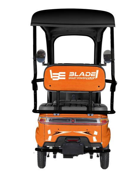 Tricicluri electrice, Triciclu electric pentru 2 persoane BLADE CAB X3, 1200W, 25 km/h, autonomie pana la 70 km, baterie 72V 20Ah, cu acoperis, Portocaliu/Negru, 3, atomico.ro