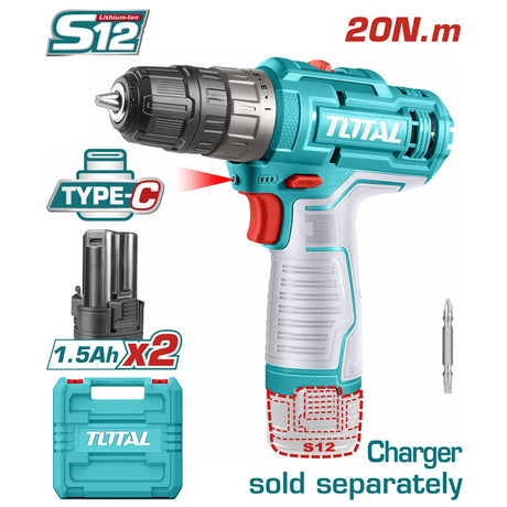 Total, Masina de gaurit TOTAL cu acumulator 12V  1.5Ah NU INCLUDE INCARCATOR, 1, atomico.ro