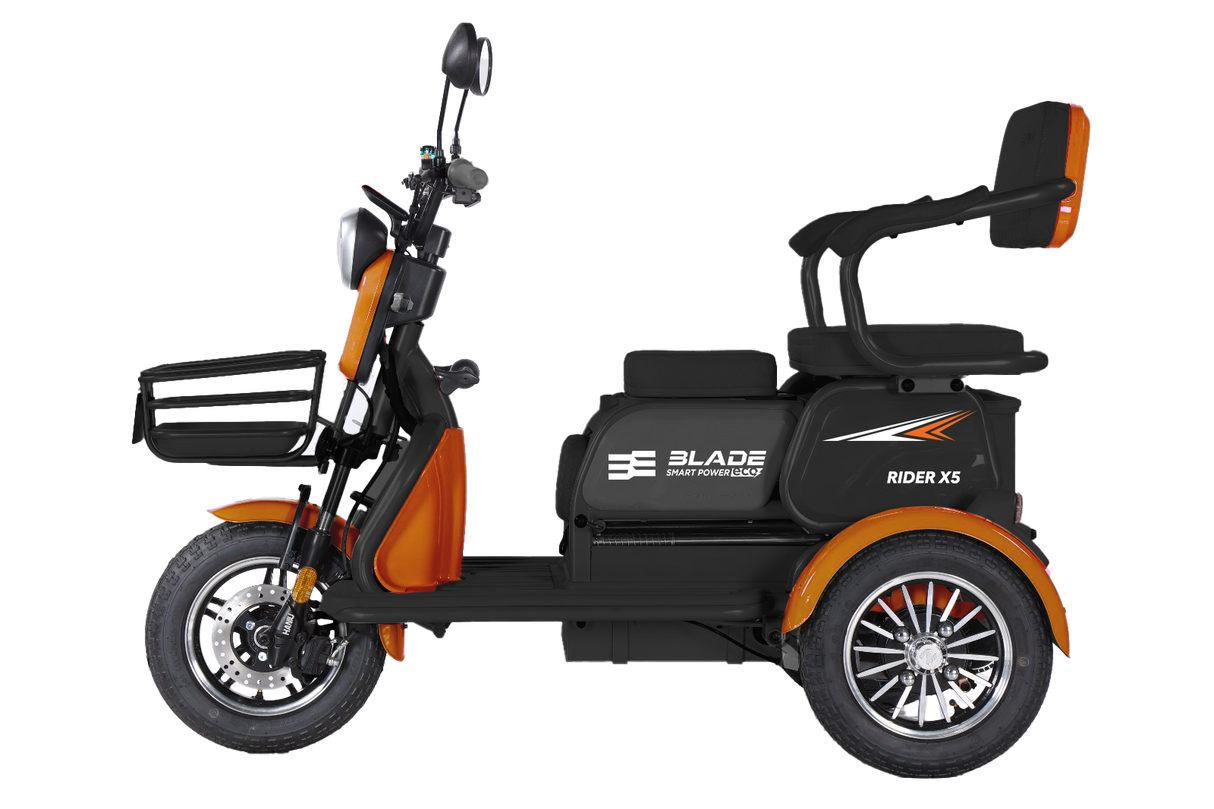 Triciclu electric persoane BLADE VIVA 14, 1200W, 60V 20Ah, 25 km/h, fara permis, autonomie 50 km, portocaliu-negru, 1, atomico.ro