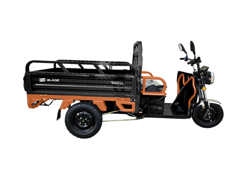 Tricicluri electrice, Triciclu Cargo electric BLADE Sprint 3.0 - 2000W, 25 km/h, autonomie pana la 70 km, baterie plumb-acid 72V 45Ah, capacitate maxima 600 kg, fara permis, culoare negru+portocaliu, 1, atomico.ro