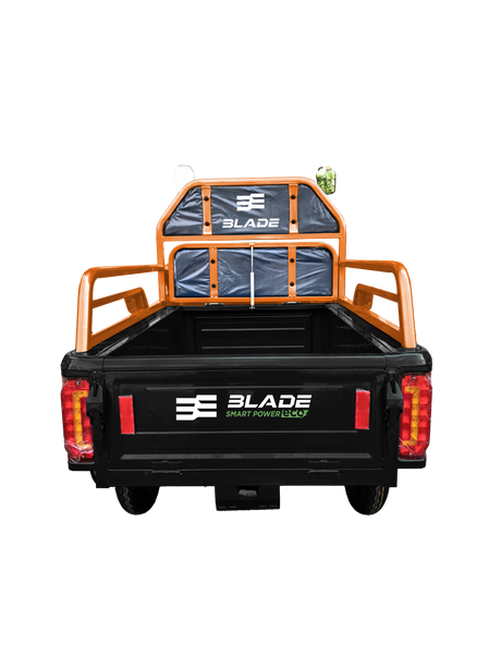 Tricicluri electrice, Triciclu Cargo electric BLADE Active R6 1300W, 25 km/h, autonomie pana la 50 km, baterie plumb-acid 72 V/20 Ah, capacitate maxima 500 kg, fara permis, culoare negru-portocaliu, 2, atomico.ro