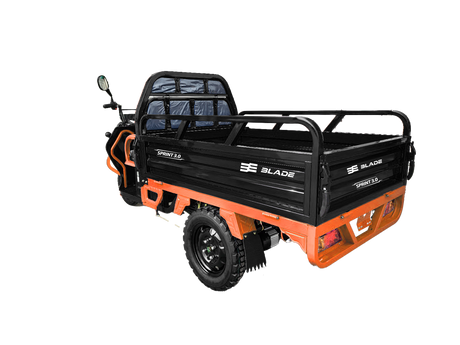 Tricicluri electrice, Triciclu Cargo electric BLADE Sprint 3.0 - 2000W, 25 km/h, autonomie pana la 70 km, baterie plumb-acid 72V 45Ah, capacitate maxima 600 kg, fara permis, culoare negru+portocaliu, 3, atomico.ro