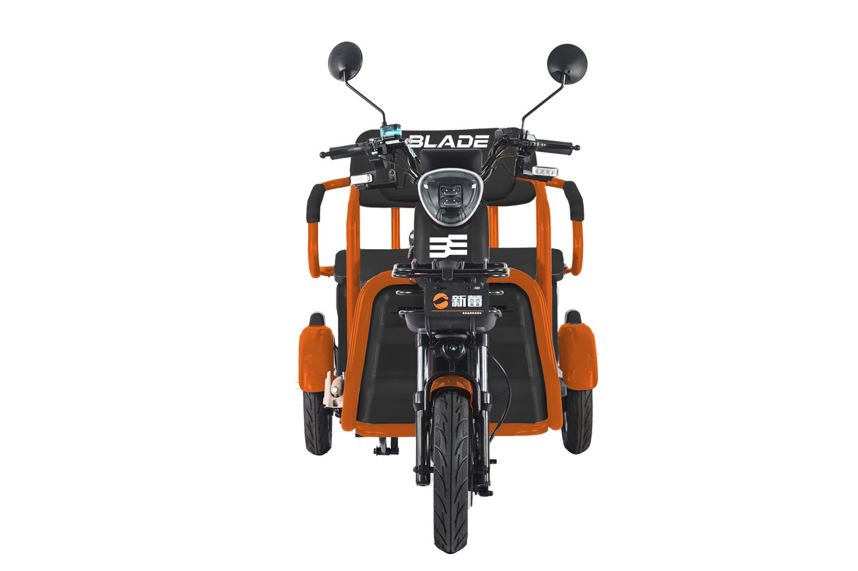 Triciclu electric Blade TRIP X2 2000 W, 25 km/h, autonomie pana la 70 km, baterie plumb- acid 72 V 20 Ah, greutate maxima 160  kg, Fara permis, negru-portocaliu, 2, atomico.ro