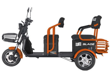 Tricicluri electrice, Triciclu electric Blade TRIP X2 2000 W, 25 km/h, autonomie pana la 70 km, baterie plumb- acid 72 V 20 Ah, greutate maxima 160  kg, Fara permis, negru-portocaliu, 1, atomico.ro