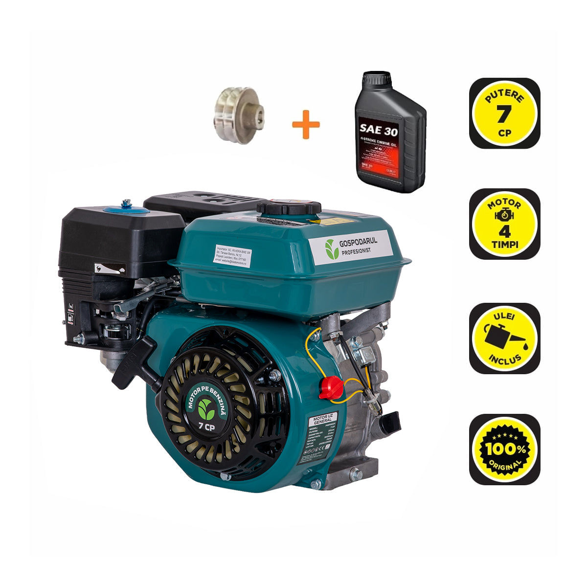 Motor uz general Gospodarul Profesionist - 7 CP + 1 ulei 0.6L + fulie dubla, 1, atomico.ro