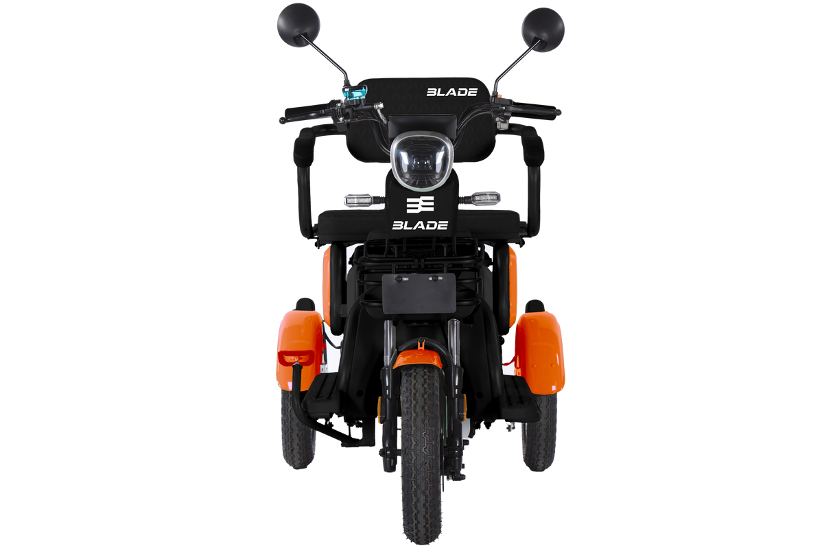 Triciclu electric persoane BLADE VIVA 14, 1200W, 60V 20Ah, 25 km/h, fara permis, autonomie 50 km, portocaliu-negru, 2, atomico.ro