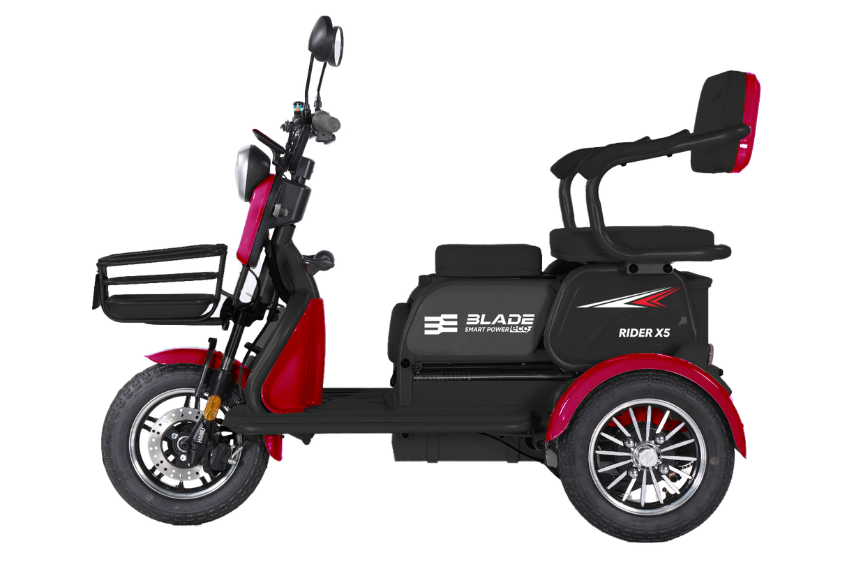 Triciclu electric persoane BLADE VIVA 14, 1200W, 60V 20Ah, 25 km/h, fara permis, autonomie 50 km, rosu-negru, 1, atomico.ro