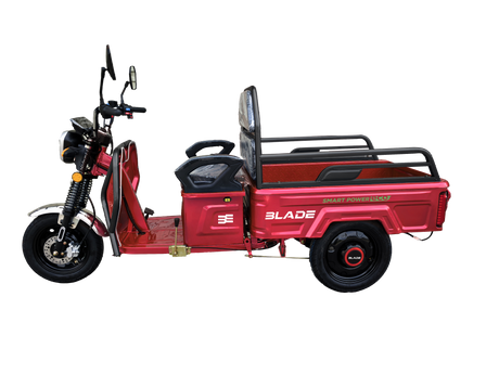 Tricicluri electrice, Triciclu Cargo electric BLADE Active R6 1300W, 25 km/h, autonomie pana la 50 km, baterie plumb-acid 72 V/20 Ah, capacitate maxima 500 kg, fara permis, culoare rosu, 1, atomico.ro