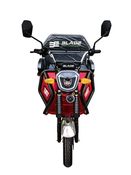 Tricicluri electrice, Triciclu Cargo electric BLADE Active R6 1300W, 25 km/h, autonomie pana la 50 km, baterie plumb-acid 72 V/20 Ah, capacitate maxima 500 kg, fara permis, culoare rosu, 2, atomico.ro