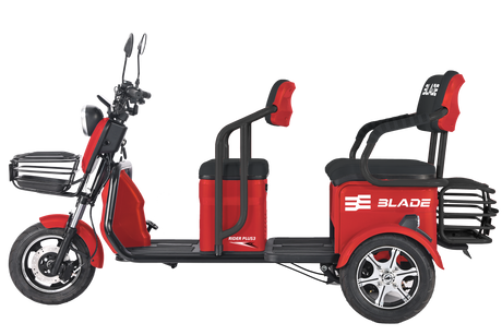 Tricicluri electrice, Triciclu electric Blade TRIP X2 2000 W, 25 km/h, autonomie pana la 70 km, baterie plumb- acid 72 V 20 Ah, greutate maxima 160  kg, Fara permis, rosu-negru, 1, atomico.ro