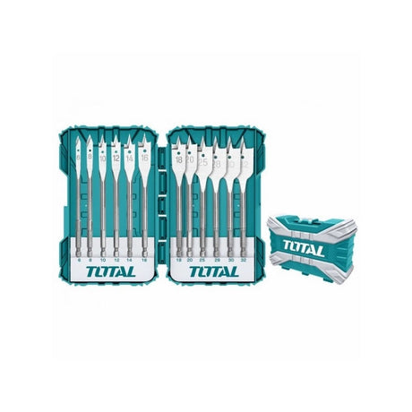 Accesorii scule electrice TOTAL, Set 12 buc burghie plate TOTAL pentru lemn, 1, atomico.ro