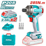 TOTAL - MASINA DE INSURUBAT CU IMPACT CU ACUMULATOR 20V-2.0AH LI-ION INCLUDE 2 ACUMULATORI, 1 INCAR