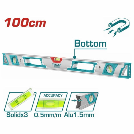 https://www.atomico.ro/scule-si-unelte-de-mana/scule-constructii/nivele, Nivela magnetica cu bula Total Industrial - 100cm, 2, atomico.ro