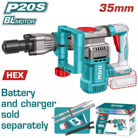 Ciocan Demolator, Ciocan demolator TOTAL 20V, 16 J, motor fara perii, 0-3200 bpm, sistem SDS HEX (NU INCLUDE ACUMULATOR), 2, atomico.ro