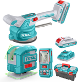 Kit Combo TOTAL 20V - vibrator cu ventuza pentru placi ceramice, telemetru laser, nivela laser (include 2 acumulatori)