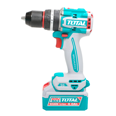 Scule TOTAL, Masina de gaurit cu impact TOTAL 20V, motor fara perii, 96 Nm, 2 acumulatori 4.0Ah Li-Ion, mandrina metalica 13 mm (2 acumulatori, 1 incarcator), 2, atomico.ro
