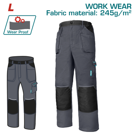 Echipamente de protectie, Pantaloni de lucru TOTAL marimea L, material 245 g/mp, poliester si bumbac, buzunare multiple, insertii Oxford si elemente reflectorizante, 2, atomico.ro